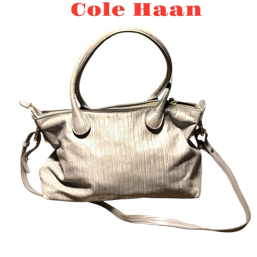 Cole Haan Grey Leather Tote Bag w Handles and Strap